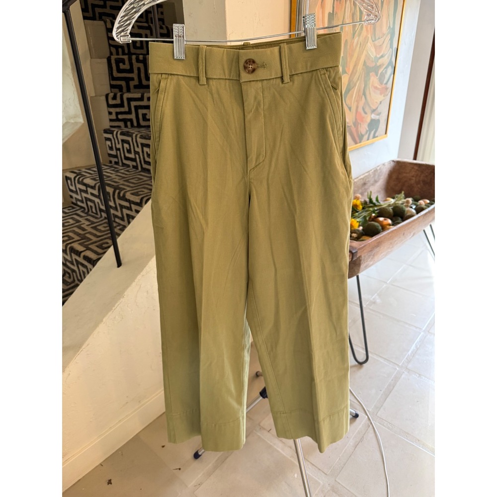 Spanx Stretch Twill Cropped Wide Leg Pants Olive Green Small Petite
